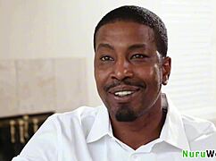 Gorgeous blonde masseuse with big boobs delivers nuru massage naked to black client kenzie taylor isiah maxwell