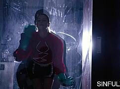 Does Lady Lyne, the maid with big tits, need a hand finding Michael Fly tied blindfolded to the bed?