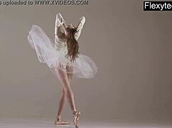 I am a blonde gymnast performing amazing stretches in the gym, but I sometimes mess up my routines.