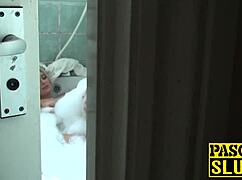 Kaz asks, 'pound me harder?' and receives jizz.