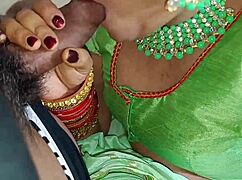 Indian wife's first bedroom creampie, bent over with spit