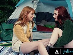 Girlsway - Redhead Lacy Lennon and Sexy Neighbor Secret Affair During Camping?
