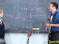 Hot coed in uniform gives intense blowjob 😈