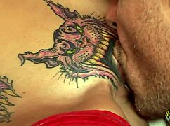 Skinny blonde rides hard on red couch for creampie