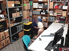 a young shoplifter gets disciplined with an officer's dick in the lingerie section