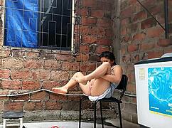 I was recording my neighbor fingering herself when she caught me