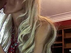 Wow! Skinny big-titted blonde in fishnets gets cosplay banged by old dude!