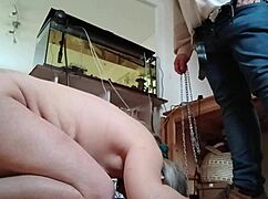 Slave submission with boot licking and humiliations