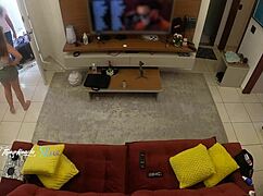 Hot Wife Recognized By Delivery Man, Lets Him Suck Her Big Tits On Living Room Sofa