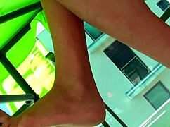 hey, watch this blonde slut pissing in pantyhose outdoors