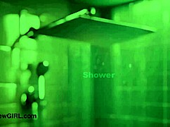 Fresh-faced model cleans up in a steamy shower scene