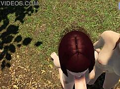 Redhead with shaved pussy explores outdoor paradise in vr part 8