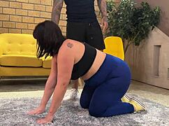 Colombian Personal Trainer Gives Intense Blowjob and Licks Fat Ass! She takes cum in mouth.