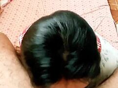 blonde cheats for passionate blowjob at home