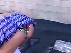 slutty skater kasie castle rides majors massive cock in skirt