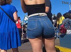 candid big ass caught in tight shorts jeans