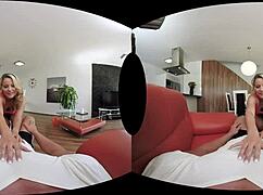 Samantha jolie dives into vr sex, toying her pussy with toys.