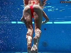 Very hot russian pornstar mary kalisy poses in bikini lingerie by pool underwater nude outdoor shower