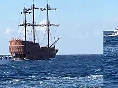 girlfriend's tight vagina gets monster cock on yacht for first time creampie