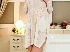 Japanese top model undergoes horny casting interview with natural tits exposed