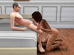 Grandpa Enjoys Bed Fun With Young Girl!