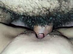 intimate amateur couple in doggystyle position, bent over for subtle cumshot with vallery g