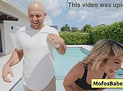 hey luna luxe, you petite blonde teen revealing those big natural tits and round ass by the pool with jmac