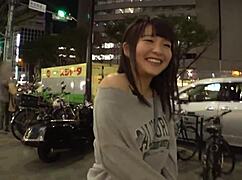 21-year-old Japanese college girl Rika with H-cup boobs unleashes wild tit play in AV debut.