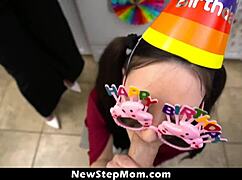 Stepmom and stepsister intensely fuck stepson in private party