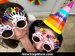 Stepmom and stepsister intensely fuck stepson in private party