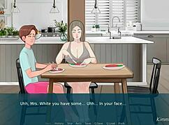 Milf Sucks Cock Under Dinner Table at Work in Office with Best Friend's Mom