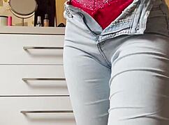 i watch petite blonde striptease in tight jeans