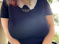 That alt milf next door is smoking outback in her thong, so curvy and cute!