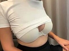 Stepmom in Short Skirt Shows Her Bra