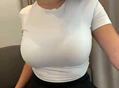 Stepmom in Short Skirt Shows Her Bra