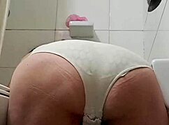 Beautiful bbw wife in lingerie washes herself, pees, and shows her big ass for the first time