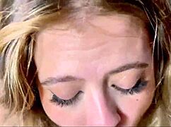 My blonde stepsister gave me a sloppy blowjob before bed