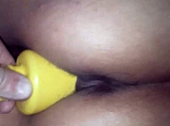 Latina wife riding huge dildo, moaning in orgasm as she cums 😍