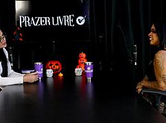 Client Cums Before Anal with Wife Marcelly Melo in Sheer Red.