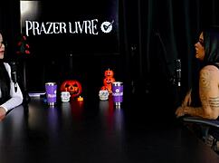 Client Cums Before Anal with Wife Marcelly Melo in Sheer Red.