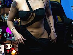 Bruna lambertini strips naked on podcast with sheer outfit.