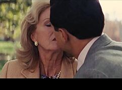 Blonde milf and brunette share passionate kissing in missionary.