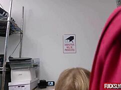 Blonde teen hides stolen goods, then gets pov fucking by petite shy pornstar