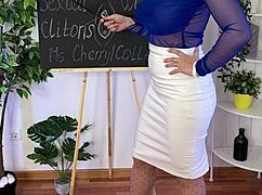 I am a hot milf teaching what the clitoris is, with spankin and roleplay in stockins and heels