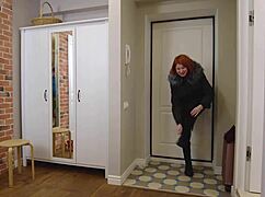 Redhead teen lets step daddy fuck her tight pussy in doggystyle