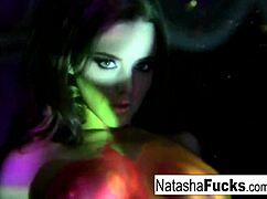 busty natasha nice enjoys sexy black light video 😘