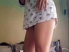 daring housewife walks around bosss house in skirt without panties