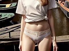 lingerie models posing along the amsterdam canals 😍