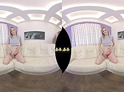 Virtual Reality Play With Dildo On Sofa.