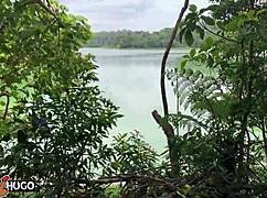 Wow, This Tattooed Babe Licks Pussy In The Woods After Smoking!